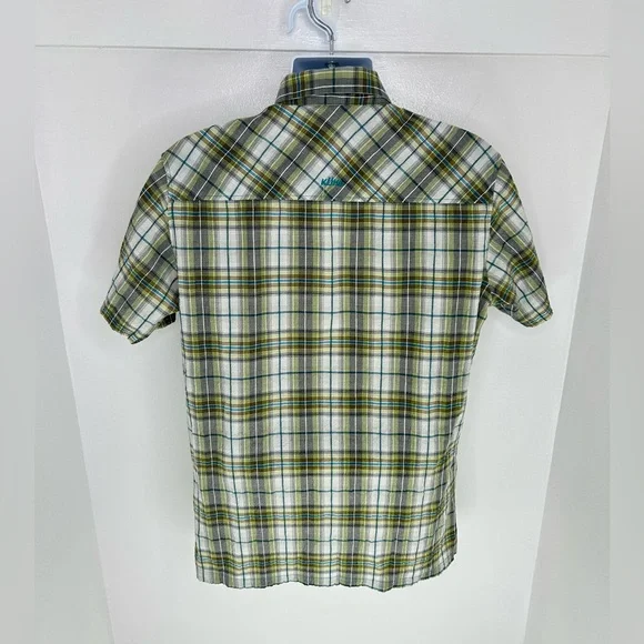 Kuhl Green Plaid Seersucker Button Down Shirt Large Hiking Fishing Outdoors Gorp - Picture 6 of 13